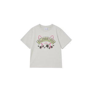 KIDS STAR RABBIT SHORT SLEEVE T-SHIRT LIGHT GRAY