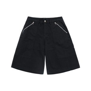 ZIPPER DETAIL DENIM SHORT PANTS BLACK