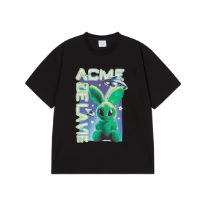 REAL ALIEN FUZZY RABBIT SHORT SLEEVE T-SHIRT BLACK