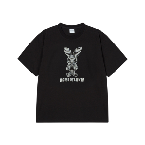 STRIPE RABBIT SHORT SLEEVE T-SHIRT BLACK